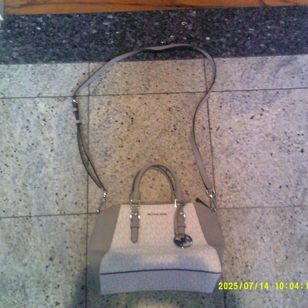 Michael Kors Two-Tone Satchel in Gray and Cream